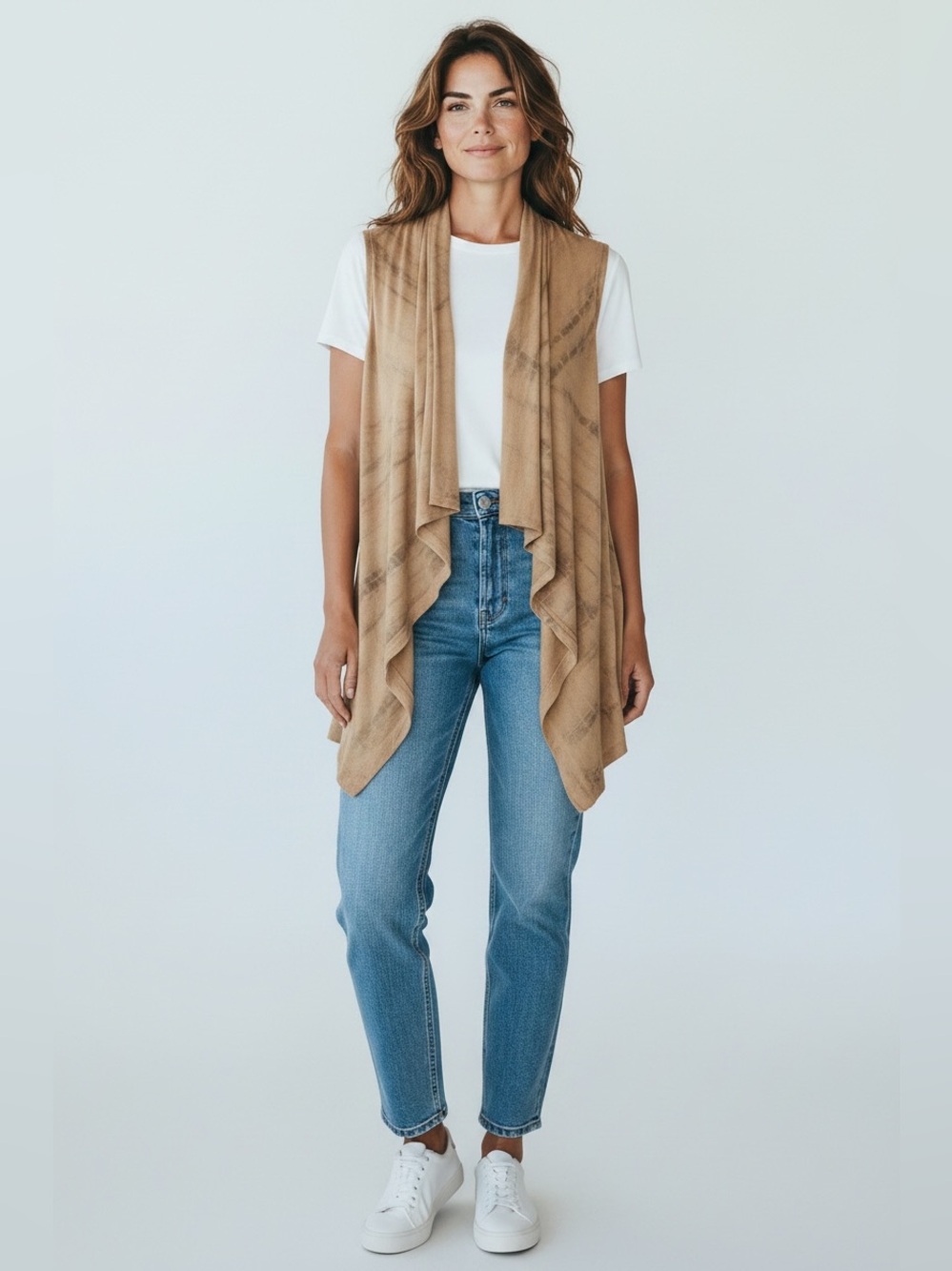PPLA Ishi Knit Boho Waterfall Vest // Brown // XS/S